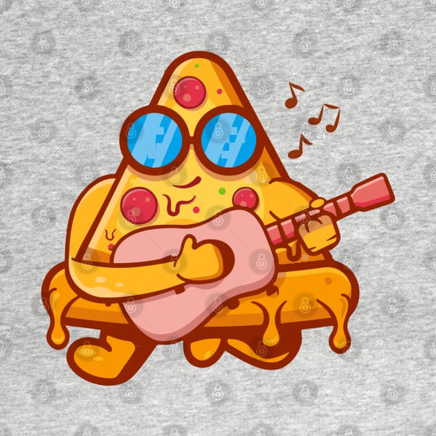 Cool Pizza Playing Guitar by Illustradise